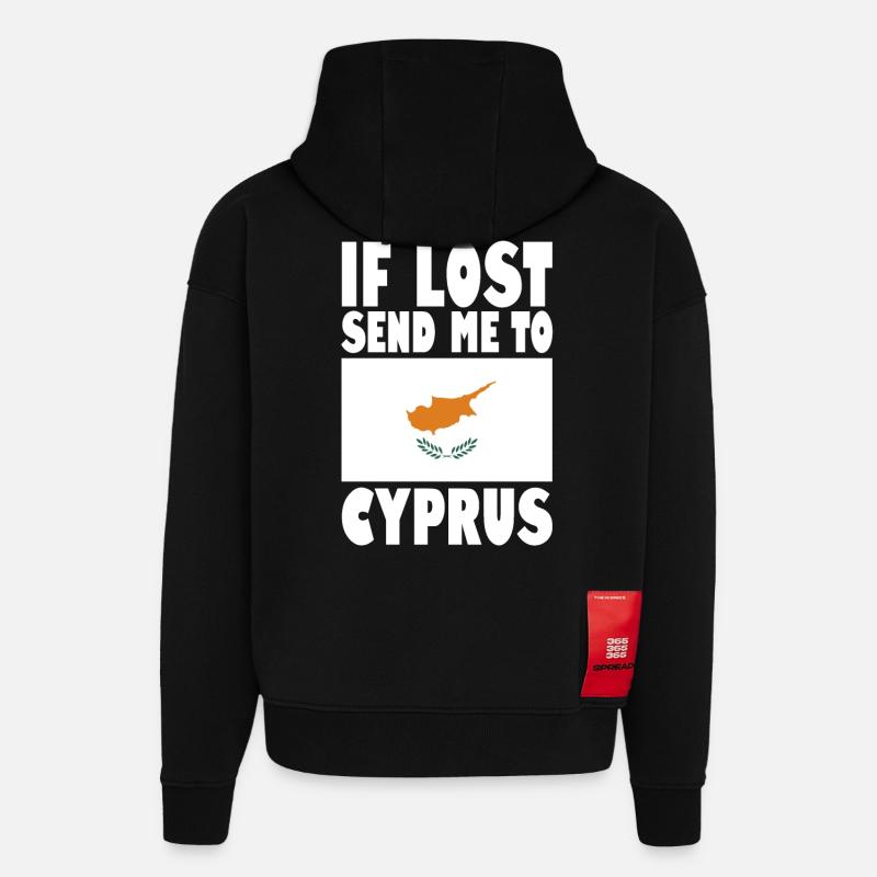 Drapeau de Chypre Disant - Sweat à capuche bio épais oversize fabriqué en UE - SOLID BLACK