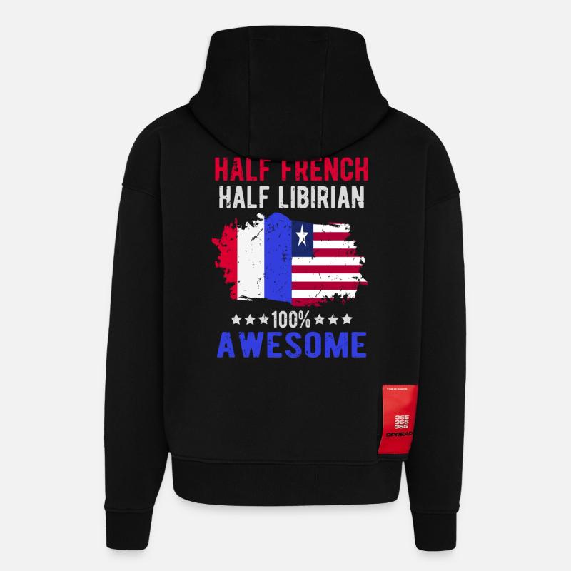 Moitié Français moitié libyen - Sweat à capuche bio épais oversize fabriqué en UE - SOLID BLACK