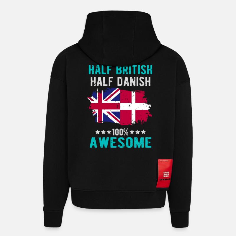 Half British Half Dane - Hoodie- made by SPREAD  - SOLID BLACK