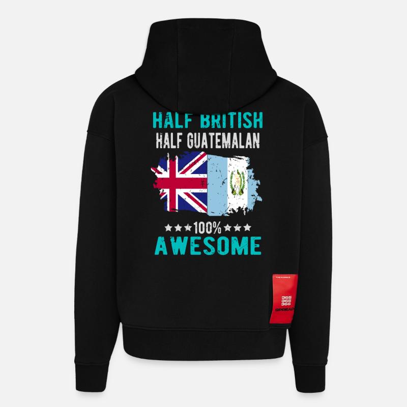 Moitié britannique moitié guatémaltèque - Sweat à capuche bio épais oversize fabriqué en UE - SOLID BLACK
