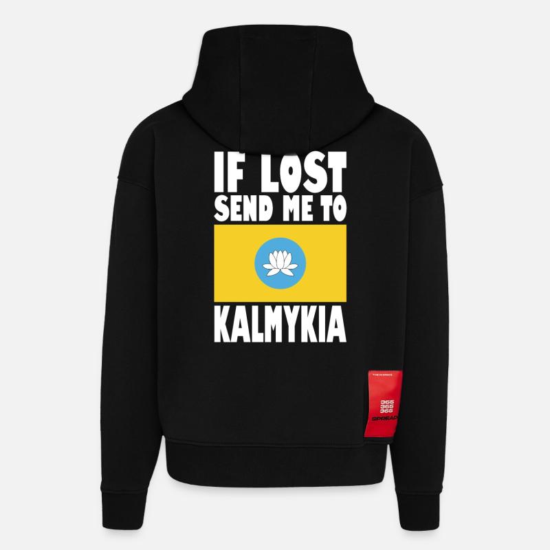 Drapeau de Kalmoukie - Sweat à capuche bio épais oversize fabriqué en UE - SOLID BLACK