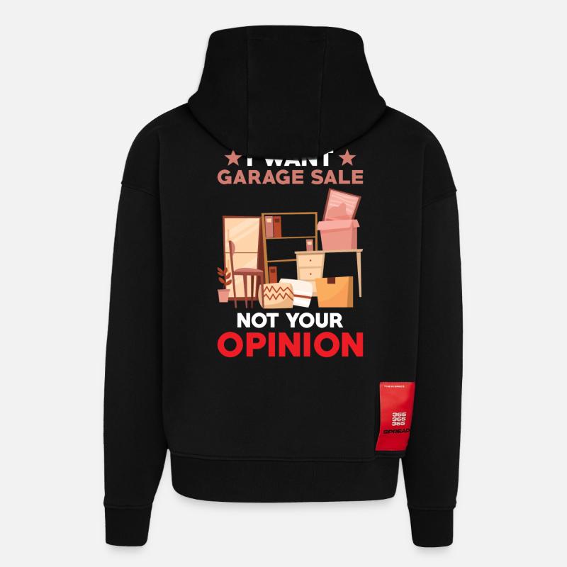 Slogan de vente de garage - Sweat à capuche bio épais oversize fabriqué en UE - SOLID BLACK