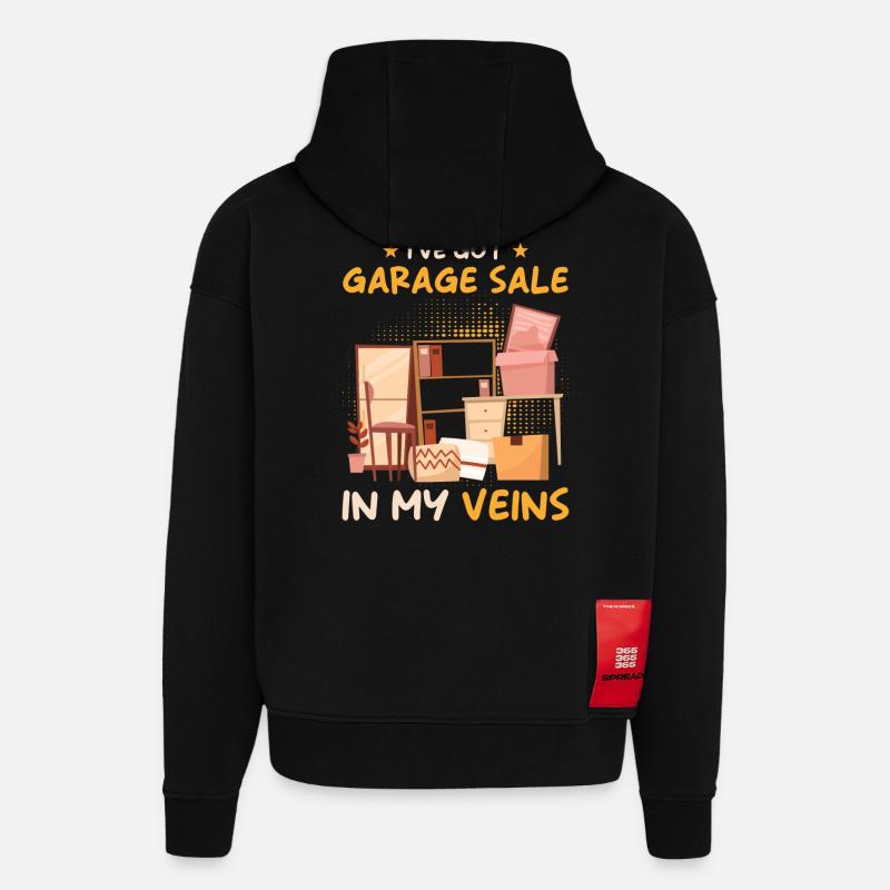 Slogan de vente de garage - Sweat à capuche bio épais oversize fabriqué en UE - SOLID BLACK
