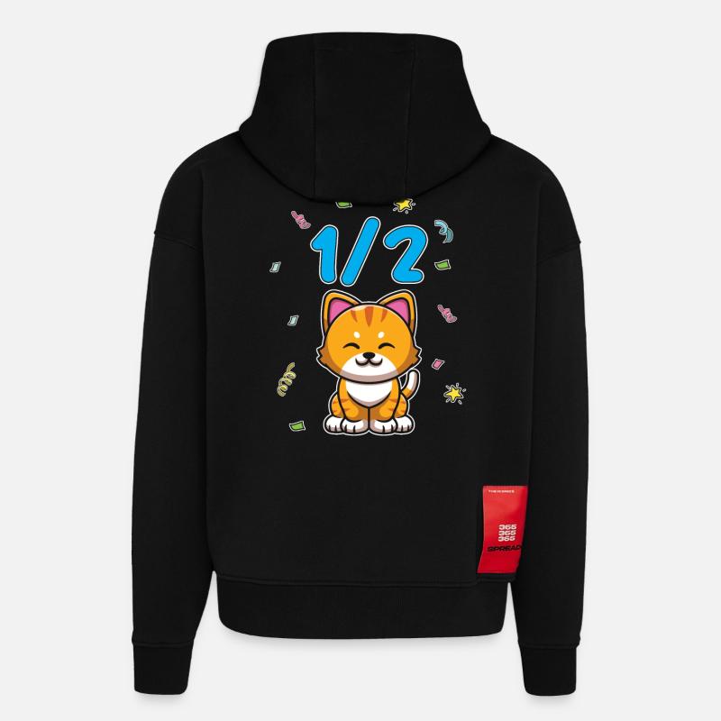 Demi-année 6 mois d’anniversaire chat - Sweat à capuche bio épais oversize fabriqué en UE - SOLID BLACK