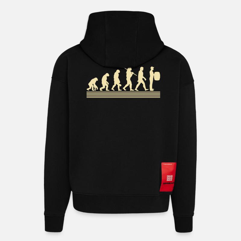 Évolution des vignerons - Sweat à capuche bio épais oversize fabriqué en UE - SOLID BLACK