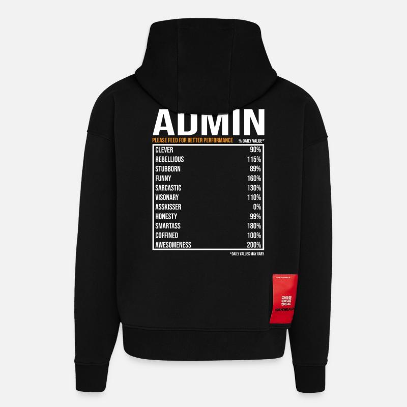 Admin Daily Funny Admin - Hoodie- made by SPREAD  - SOLID BLACK
