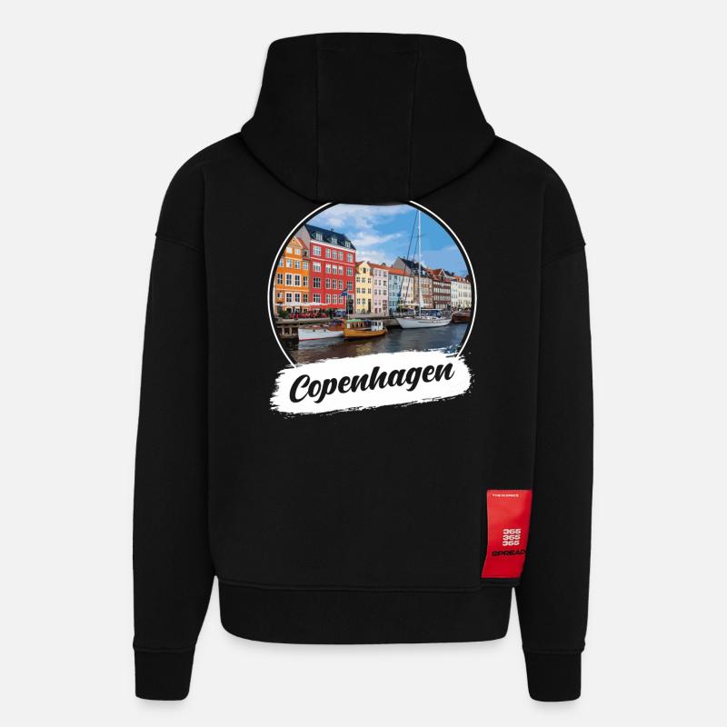 Souvenir de Copenhague - Sweat à capuche bio épais oversize fabriqué en UE - SOLID BLACK