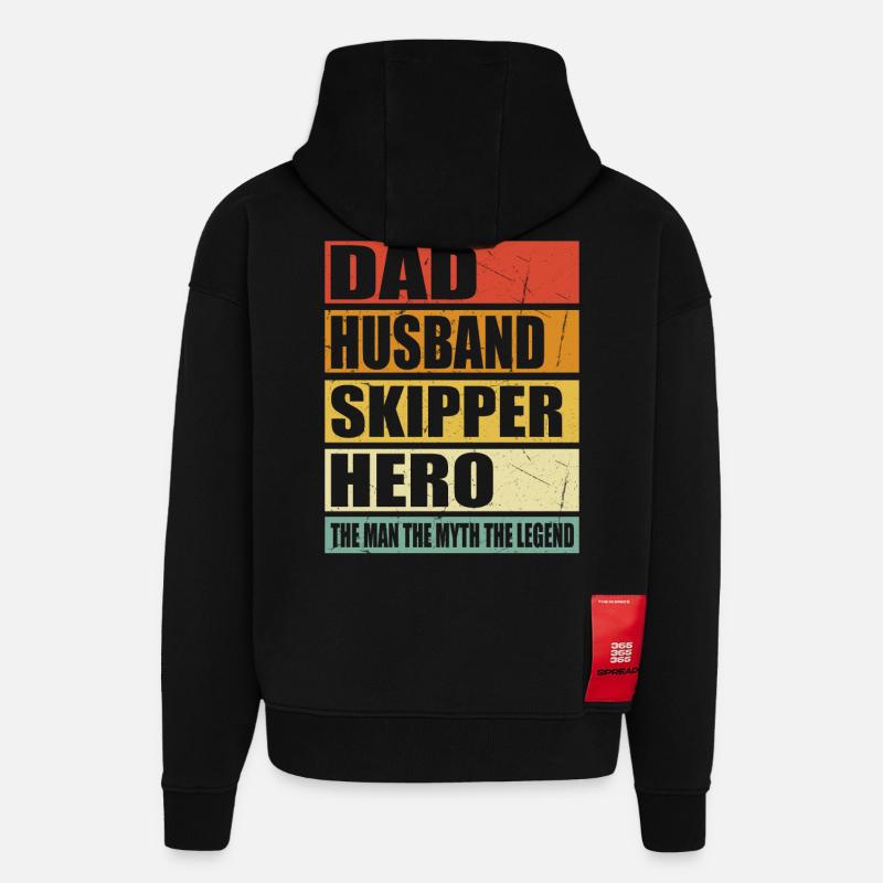 Père Mari Skipper Héros - Sweat à capuche bio épais oversize fabriqué en UE - SOLID BLACK