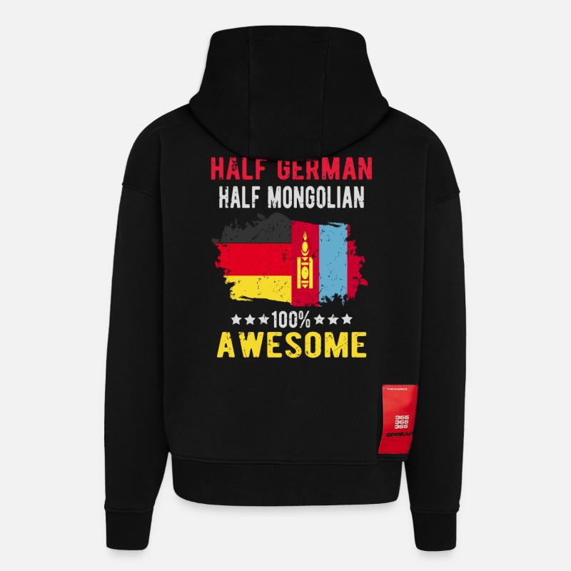 Half German half Mongolian - Hoodie- made by SPREAD - SOLID BLACK