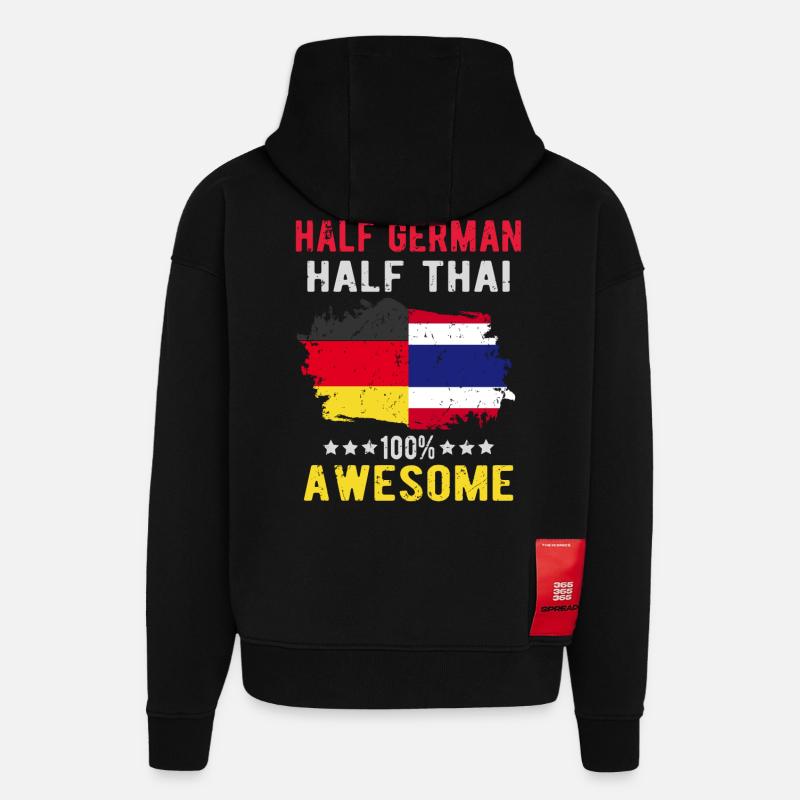 Half German half Thai - Hoodie- made by SPREAD - SOLID BLACK