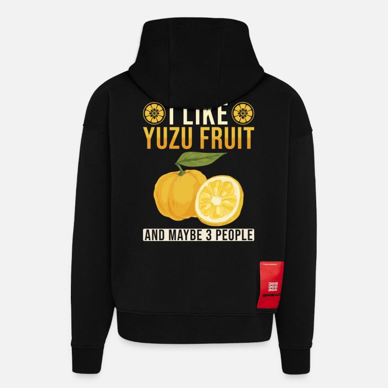 Yuzu Fruit Dicton - Sweat à capuche bio épais oversize fabriqué en UE - SOLID BLACK