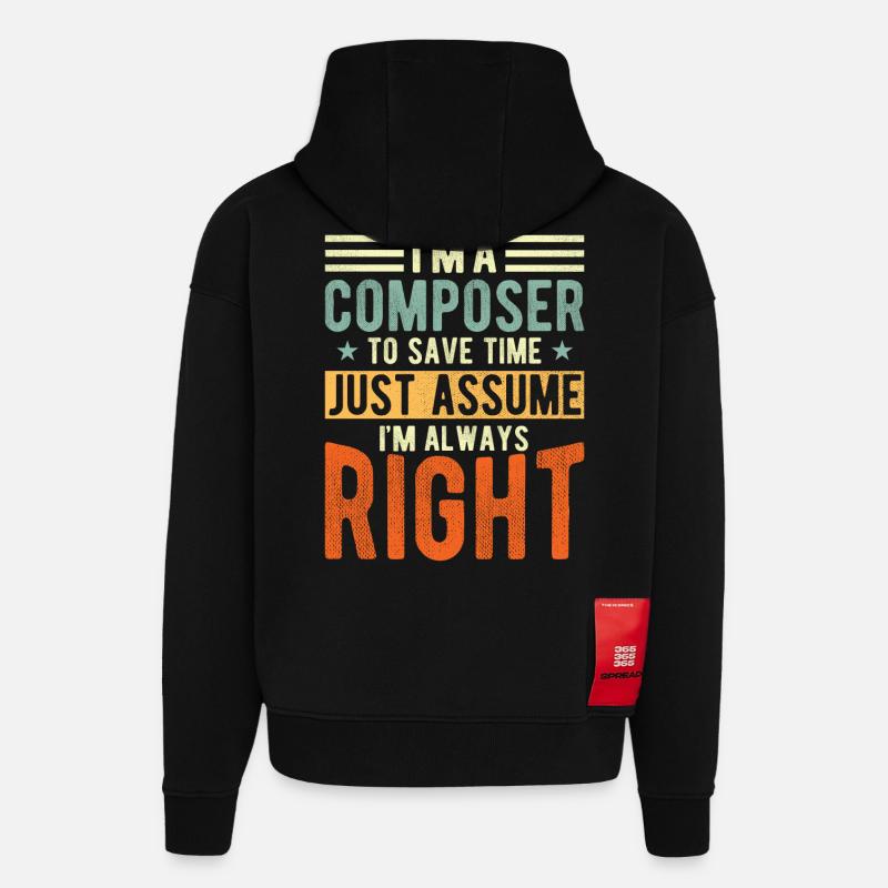 Compositeur - Sweat à capuche bio épais oversize fabriqué en UE - SOLID BLACK