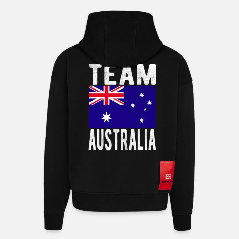 Drapeau de l’Australie - Sweat à capuche bio épais oversize fabriqué en UE - SOLID BLACK