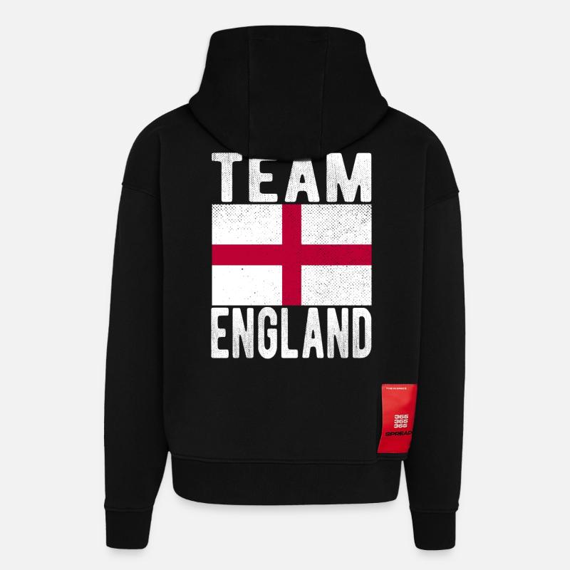 Drapeau de l’Angleterre - Sweat à capuche bio épais oversize fabriqué en UE - SOLID BLACK