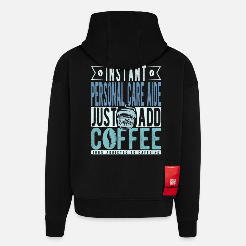 Serviabilité café dire - Sweat à capuche bio épais oversize fabriqué en UE - SOLID BLACK