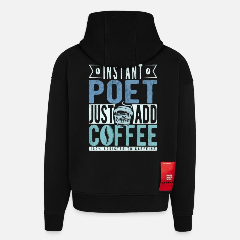 Dichter Kaffee Spruch - Hoodie- made by SPREAD  - SOLID BLACK