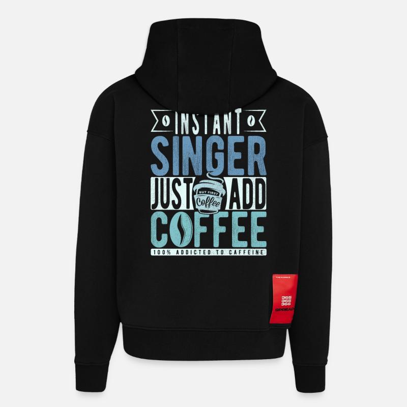 Citation de Singer Coffee - Sweat à capuche bio épais oversize fabriqué en UE - SOLID BLACK