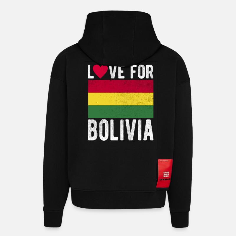 Souvenir Bolivie - Sweat à capuche bio épais oversize fabriqué en UE - SOLID BLACK