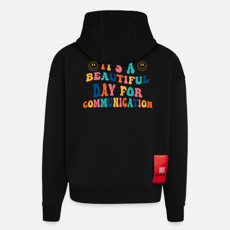 Sciences de la communication - Sweat à capuche bio épais oversize fabriqué en UE - SOLID BLACK