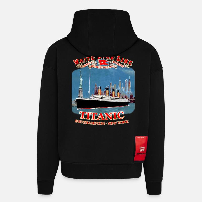 TITANIC création Louis RUNEMBERG © Adagp - Sweat à capuche bio épais oversize fabriqué en UE - SOLID BLACK