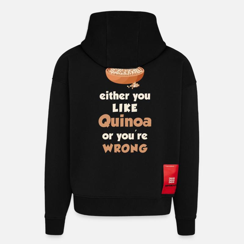 Quinoa Spruch - Hoodie- made by SPREAD  - SOLID BLACK