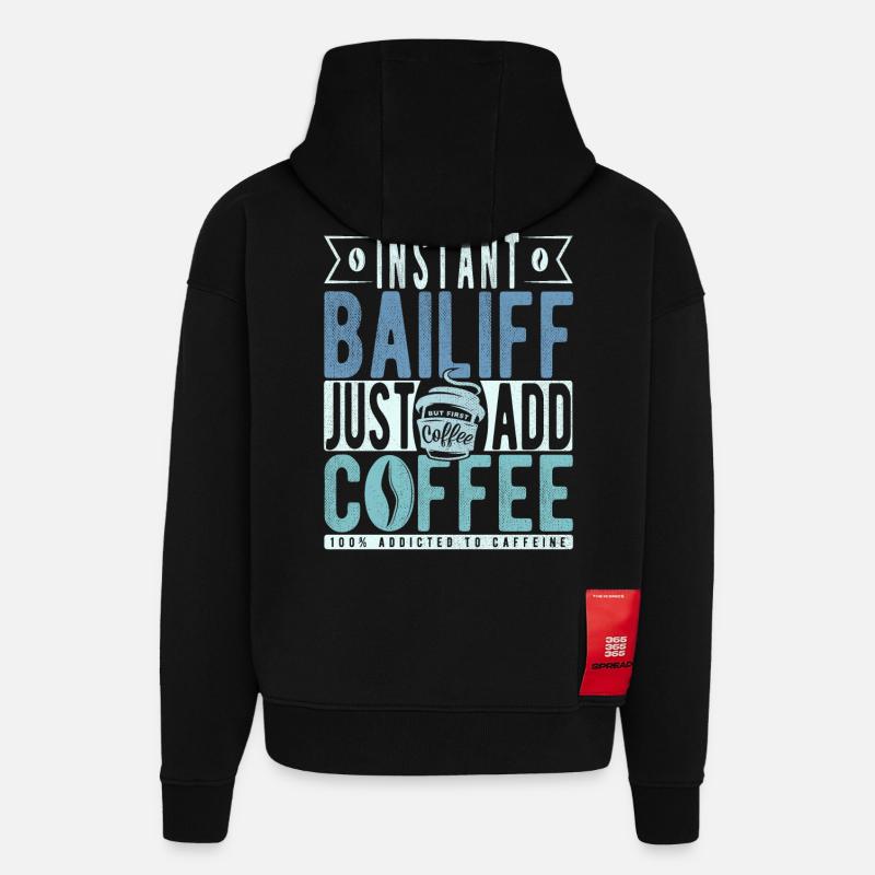 Dicton de café Buchalter - Sweat à capuche bio épais oversize fabriqué en UE - SOLID BLACK