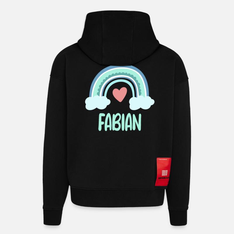 Fabian Nom Rainbow Baby - Sweat à capuche bio épais oversize fabriqué en UE - SOLID BLACK
