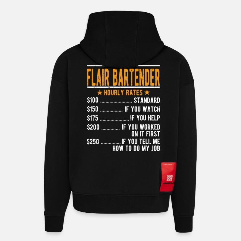 Flair Bartender Hourly Wage - Hoodie- made by SPREAD - SOLID BLACK