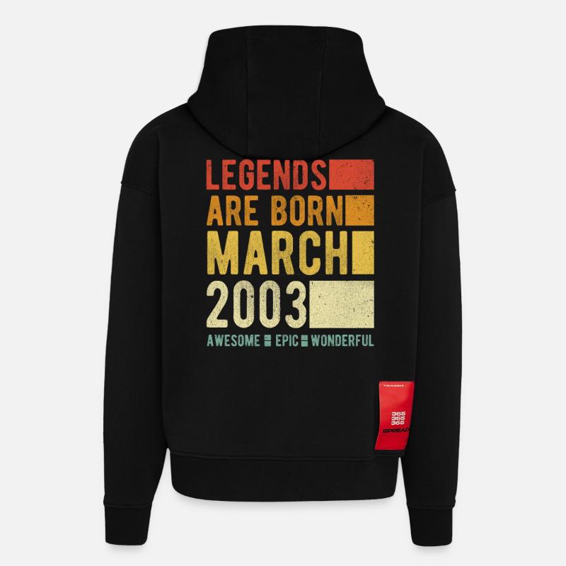 Anniversaire Mars 2003 - Sweat à capuche bio épais oversize fabriqué en UE - SOLID BLACK