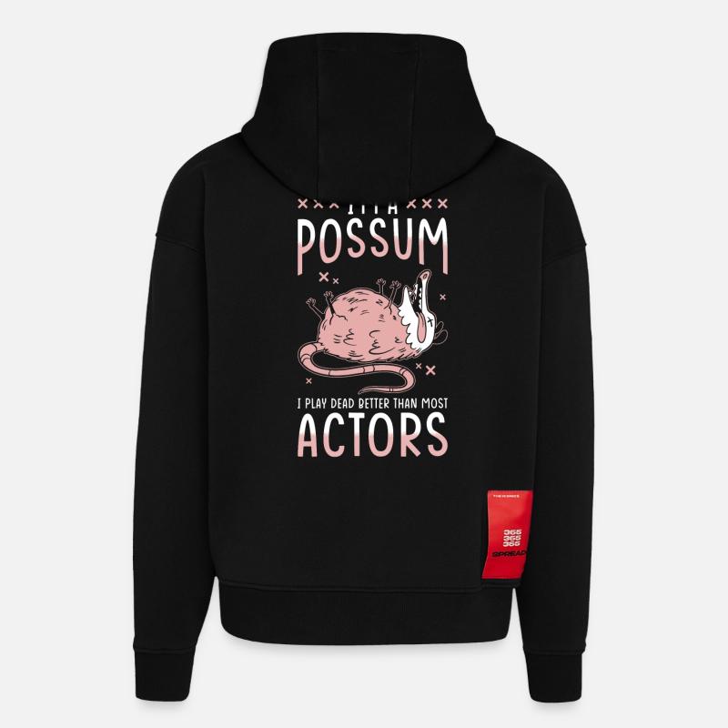 Opossum Spruch - Hoodie- made by SPREAD - SOLID BLACK
