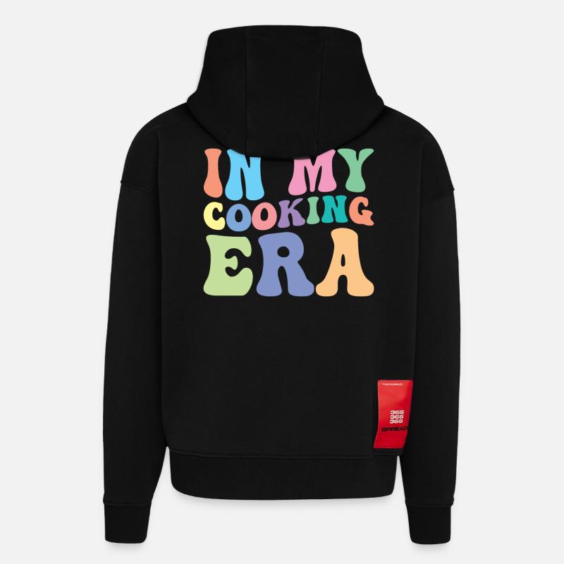 Cuisiner Retro Groovy dans mon - Sweat à capuche bio épais oversize fabriqué en UE - SOLID BLACK