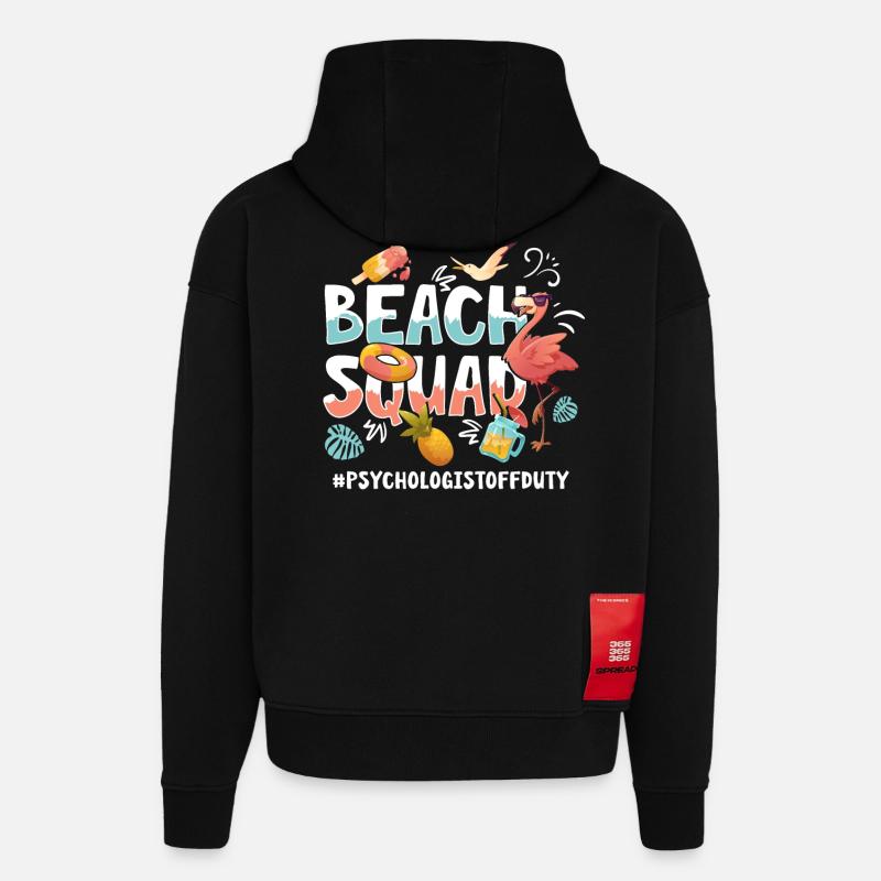 Psychologue Vacation Beach Group - Sweat à capuche bio épais oversize fabriqué en UE - SOLID BLACK