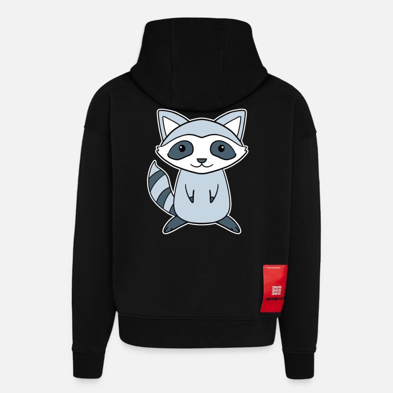 Raton laveur - Sweat à capuche bio épais oversize fabriqué en UE - SOLID BLACK