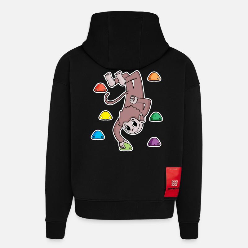 Singe Escalade Escalade - Sweat à capuche bio épais oversize fabriqué en UE - SOLID BLACK