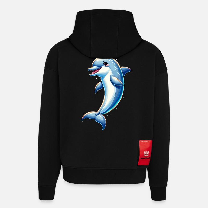 Delfin-Ozean - Hoodie- made by SPREAD  - SOLID BLACK