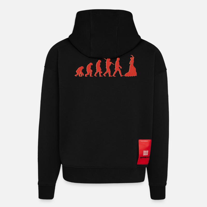 Évolution vers danseuse de flamenco - Sweat à capuche bio épais oversize fabriqué en UE - SOLID BLACK