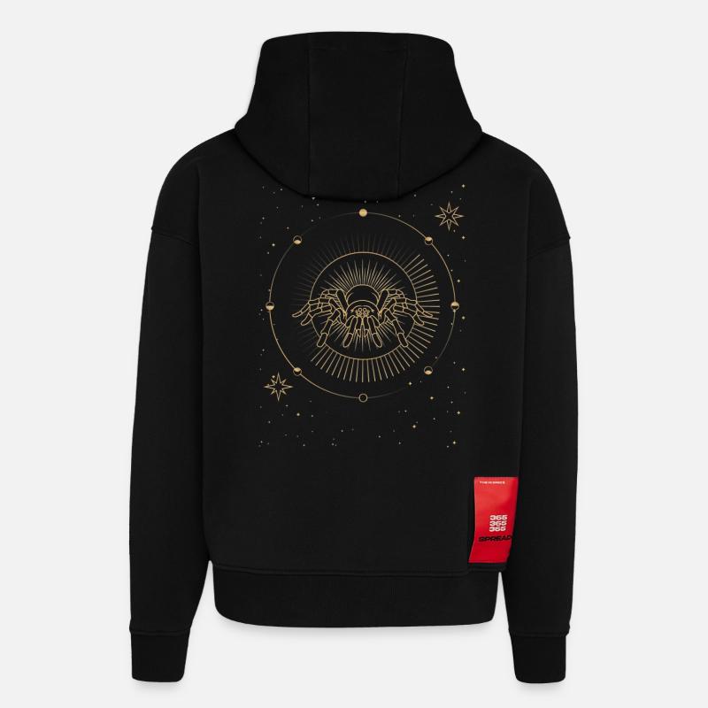 Araignée Céleste Mystère et Élégance - Sweat à capuche bio épais oversize fabriqué en UE - SOLID BLACK