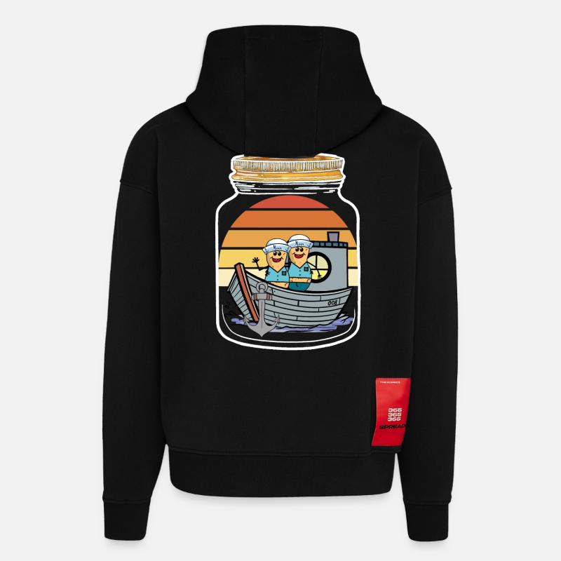 Cacahuètes Marins Garçons Marins Marins - Sweat à capuche bio épais oversize fabriqué en UE - SOLID BLACK