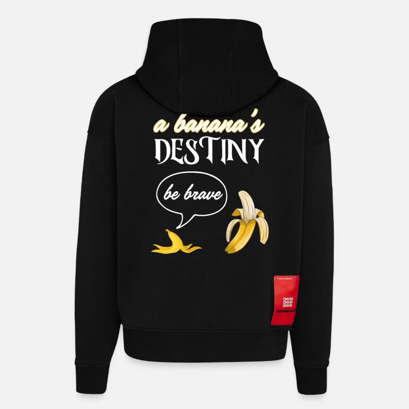 Le destin d’une banane - Sweat à capuche bio épais oversize fabriqué en UE - SOLID BLACK
