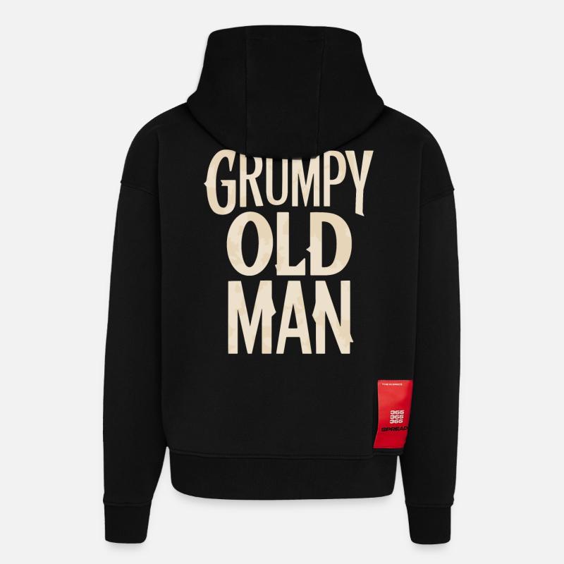 Vieil homme Style incomparable - Sweat à capuche bio épais oversize fabriqué en UE - SOLID BLACK