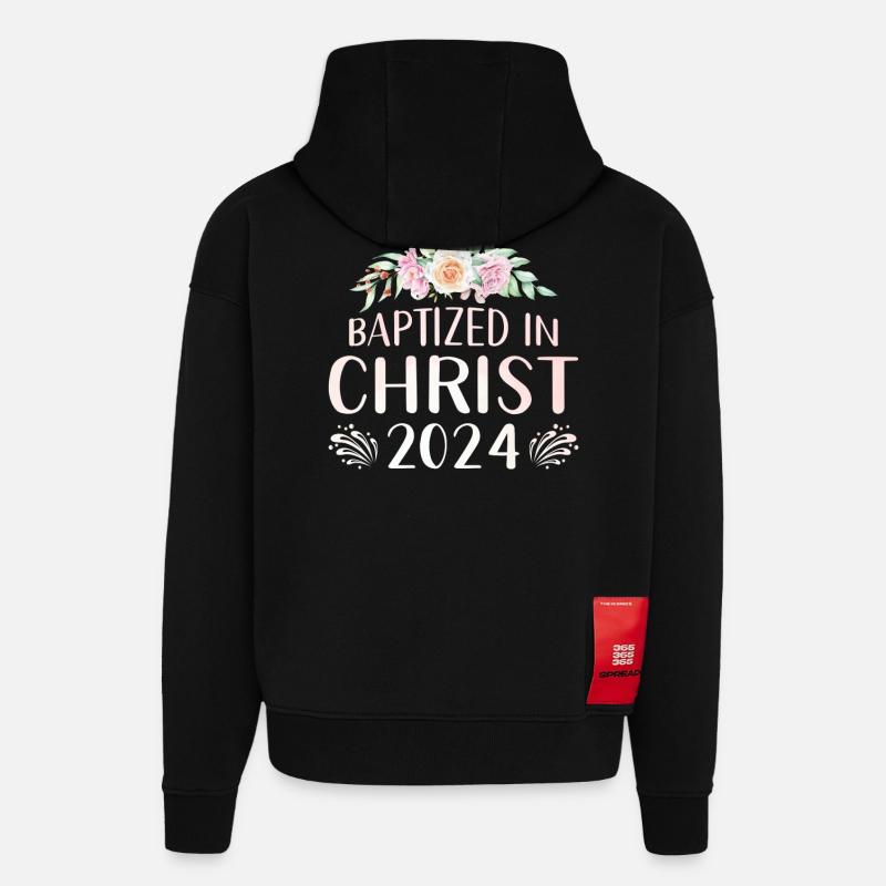 Baptized In Christ 2024 - Hoodie- made by SPREAD  - SOLID BLACK