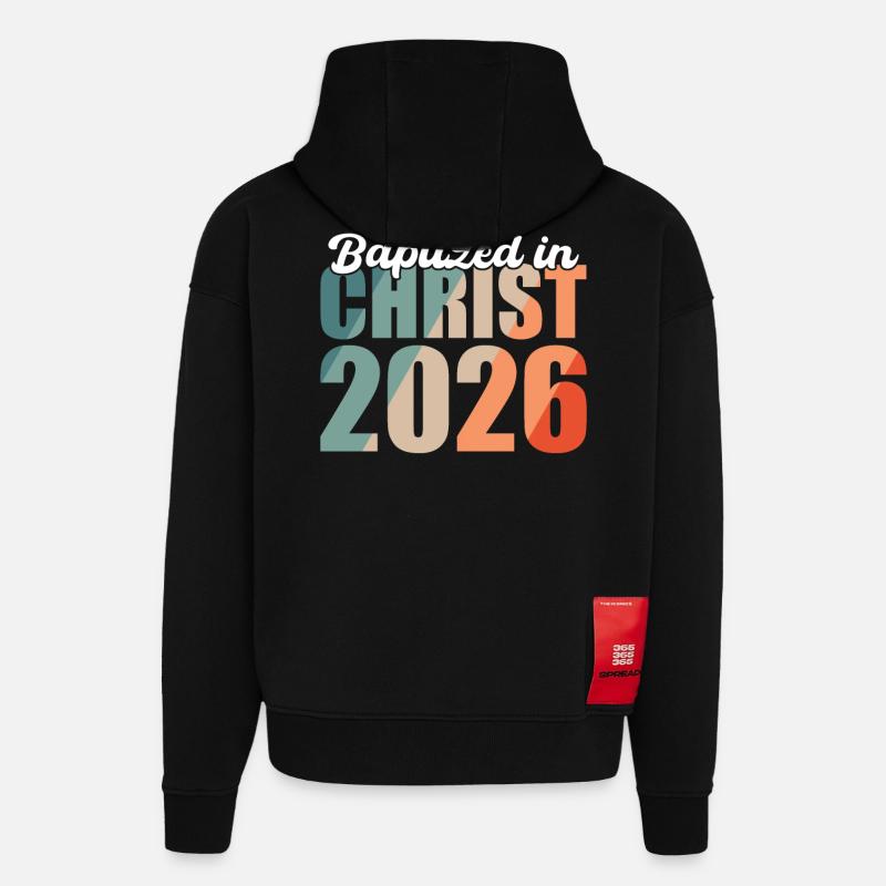 Baptisés en Christ 2026 - Sweat à capuche bio épais oversize fabriqué en UE - SOLID BLACK