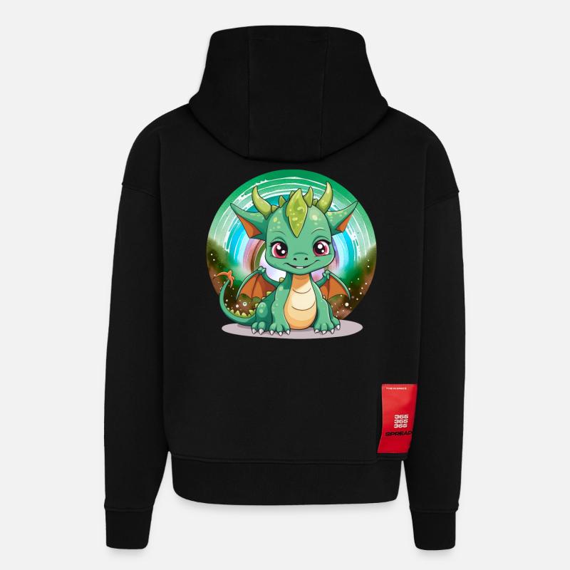 Drache Kinder Drachen Kind - Hoodie- made by SPREAD  - SOLID BLACK