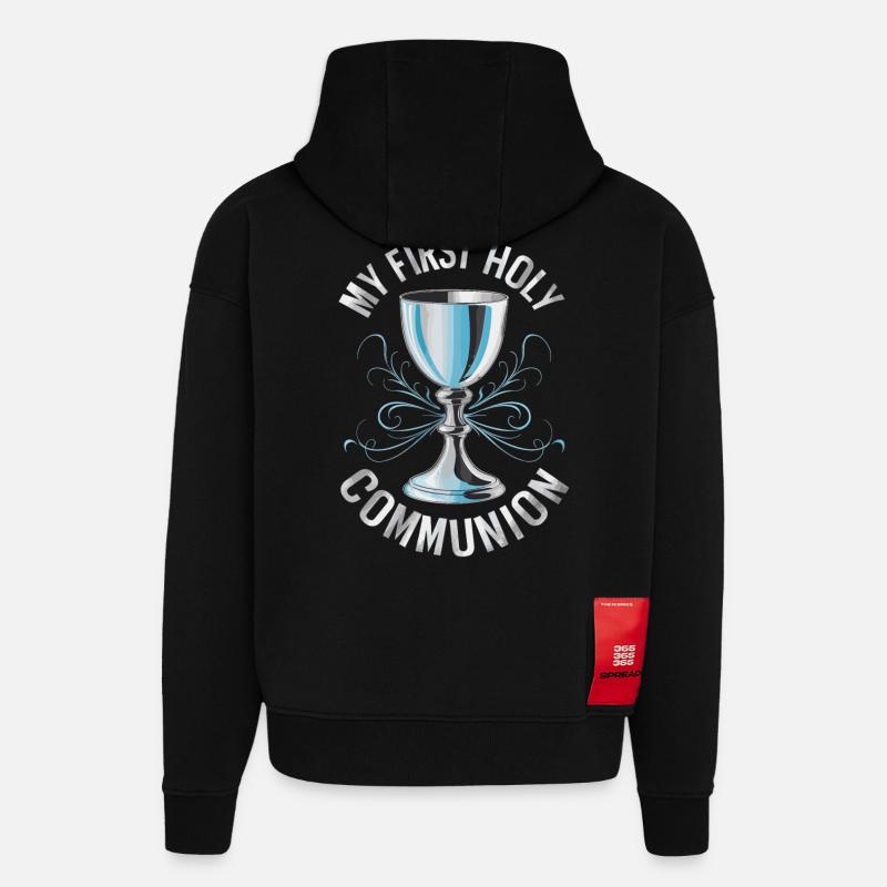 Mon calice de première communion - Sweat à capuche bio épais oversize fabriqué en UE - SOLID BLACK