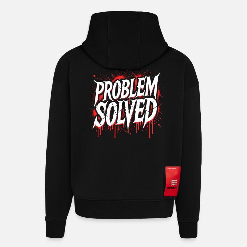 Problème Gelöst - Problème résolu - Sweat à capuche bio épais oversize fabriqué en UE - SOLID BLACK