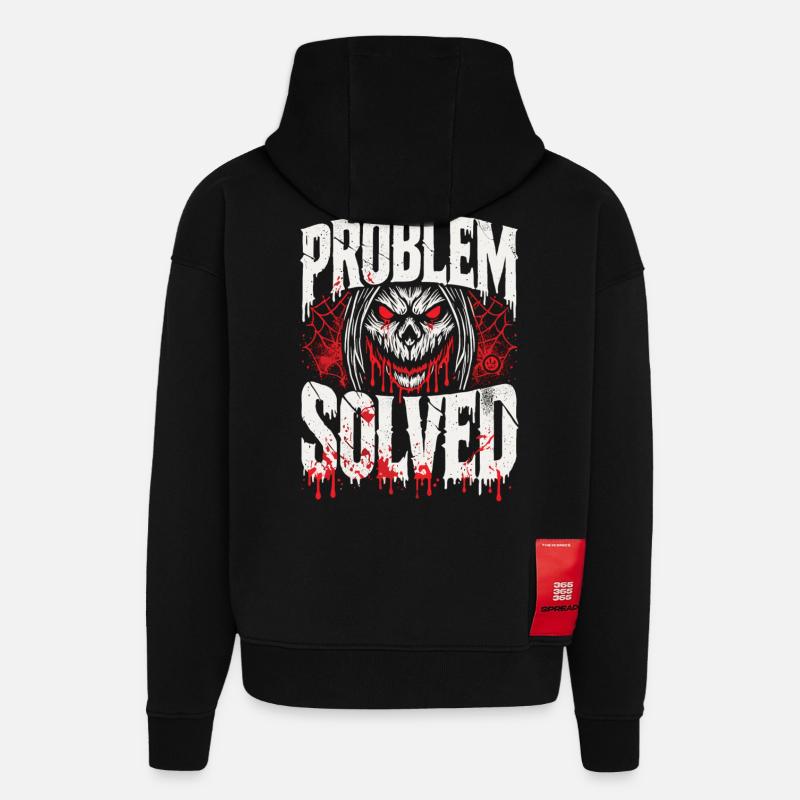 Foutue solution - Problème résolu - Sweat à capuche bio épais oversize fabriqué en UE - SOLID BLACK