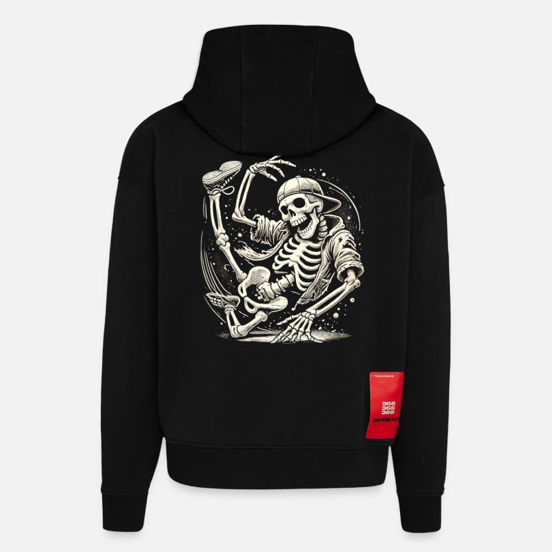Skeleton Breakdance Master - Hoodie- made by SPREAD  - SOLID BLACK