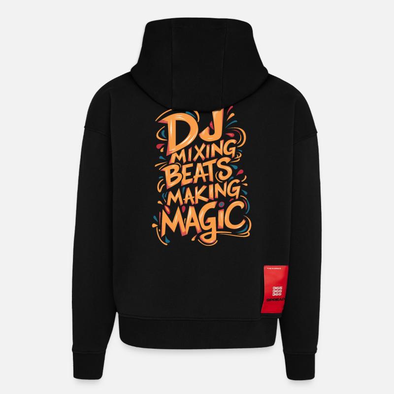 DJ mixage Beats Making Magic - Sweat à capuche bio épais oversize fabriqué en UE - SOLID BLACK