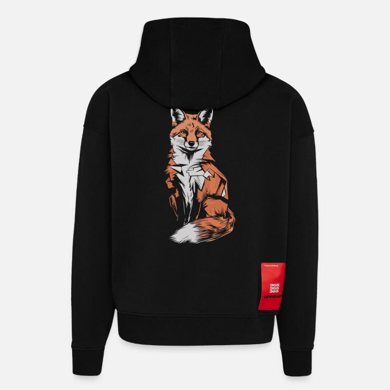 Fuchs Design artistique avec style - Sweat à capuche bio épais oversize fabriqué en UE - SOLID BLACK