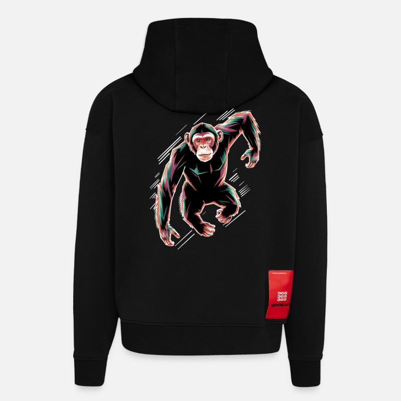 Dynamisches Schimpansen-Motiv - Hoodie- made by SPREAD  - SOLID BLACK